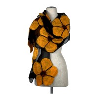 Black on Yellow Flower Scarf